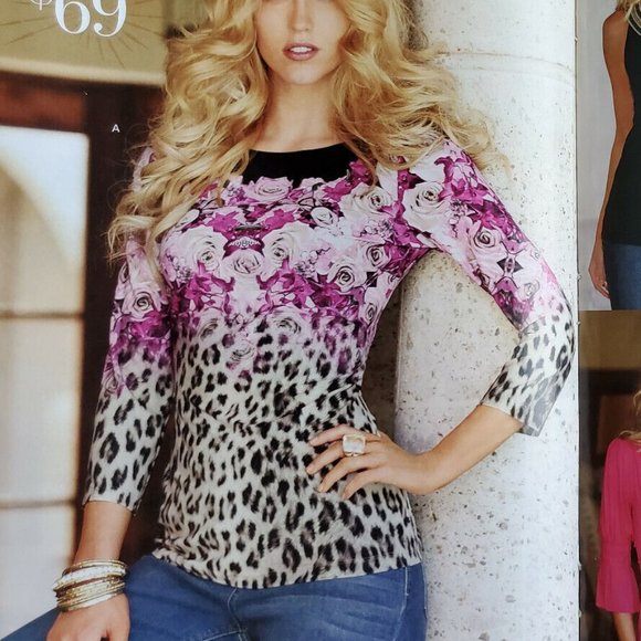 Boston Proper Floral & Leopard Print Blouse - Picture 2 of 3